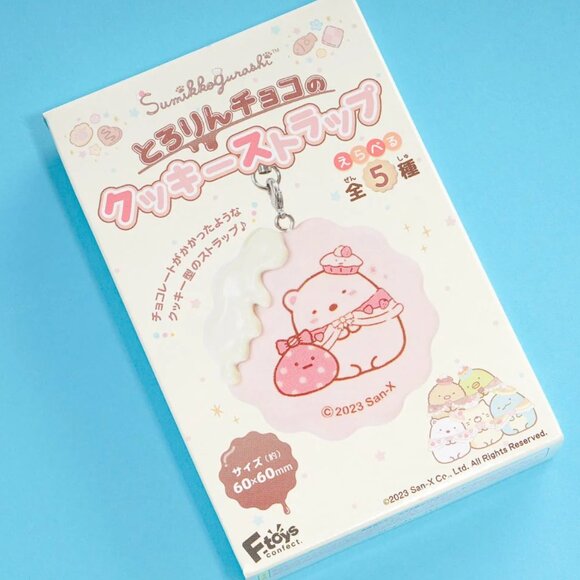 San-X Sumikko Gurashi Chocolate Dip Cookie Neko Zassou Cat Grass Phone Strap - Picture 1 of 3